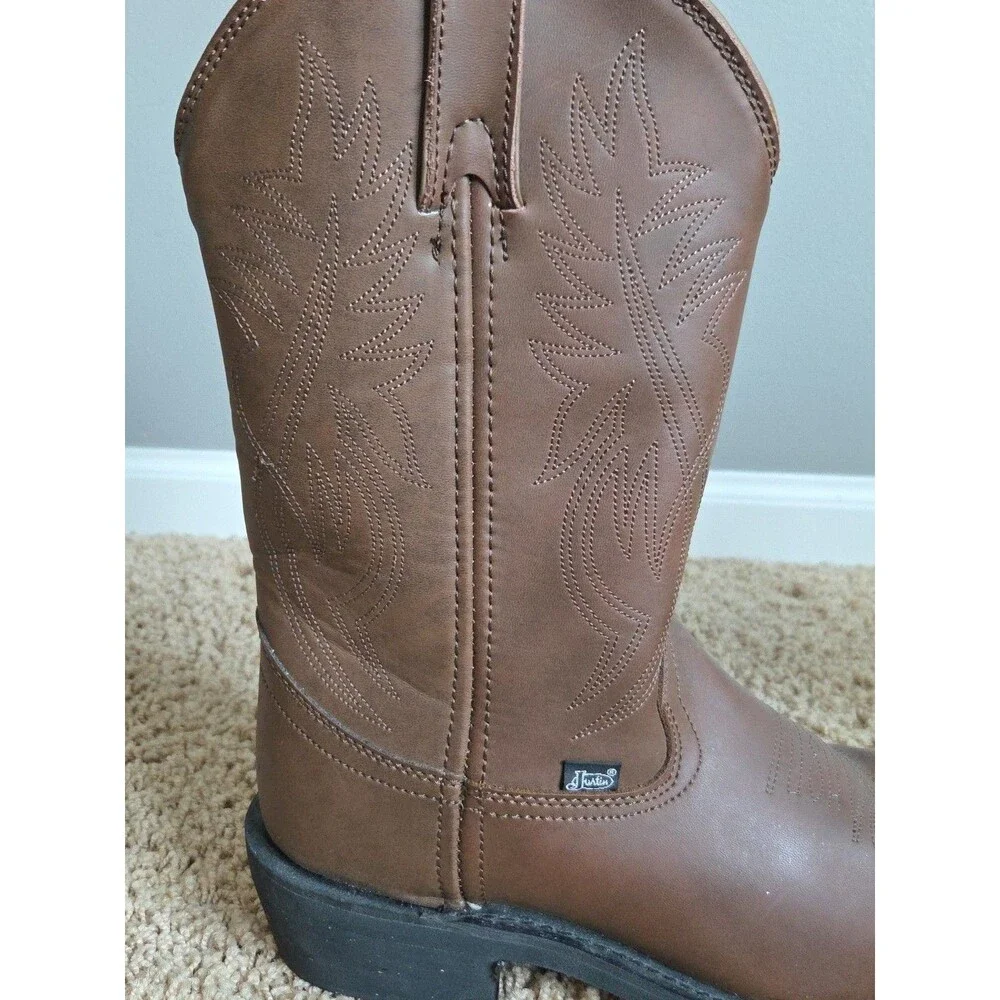 EUC Justin Basic Boots JB1100 | Men's Size 9D | Brown Leather Boots Ranch Cowboy